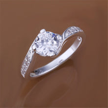 925 jewelry silver plated Ring Fine Silver Plated Zircon Women Men Finger Ring  EF8