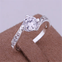 925 jewelry silver plated Ring Fine Silver Plated Zircon Women Men Finger Ring  EF8