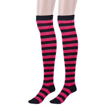 930 #1 Women Stocking Contrast Color 14 Stripped Thigh High Stockings EF8