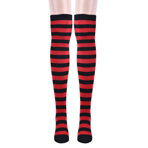 930 #1 Women Stocking Contrast Color 14 Stripped Thigh High Stockings EF8