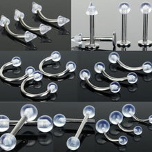 9Pcs Clear Belly Navel Tragus Tongue Lip Rings Bars Body Piercing Jewelry EF8