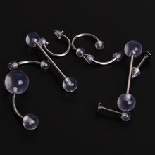 9Pcs Clear Belly Navel Tragus Tongue Lip Rings Bars Body Piercing Jewelry EF8