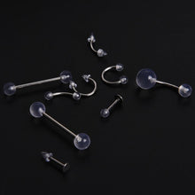 9Pcs Clear Belly Navel Tragus Tongue Lip Rings Bars Body Piercing Jewelry EF8