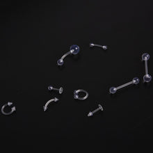 9pcs Clear Color Belly Navel Tongue Lip Rings Bars Studs Body Piercing Jewelry EF8