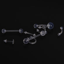 9pcs Clear Color Belly Navel Tongue Lip Rings Bars Studs Body Piercing Jewelry EF8