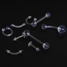 9pcs Clear Color Belly Navel Tongue Lip Rings Bars Studs Body Piercing Jewelry EF8
