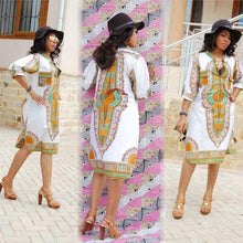 African Women Clothing White Dashiki Dress Succunct African Tr itional Print V Neck Dashiki Dress For Women EF8