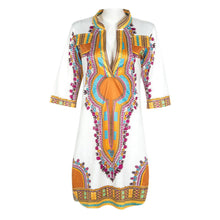 African Women Clothing White Dashiki Dress Succunct African Tr itional Print V Neck Dashiki Dress For Women EF8