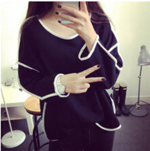 All-match Sweatshirt Geometry Design Loose   Long Sleeve Sweatshirt Women Hoody 3 Colors EF8