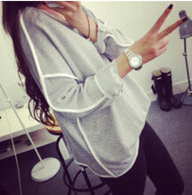 All-match Sweatshirt Geometry Design Loose   Long Sleeve Sweatshirt Women Hoody 3 Colors EF8