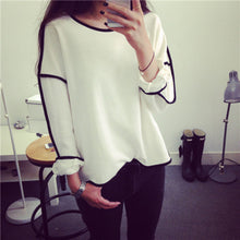 All-match Sweatshirt Geometry Design Loose   Long Sleeve Sweatshirt Women Hoody 3 Colors EF8