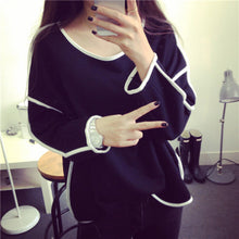 All-match Sweatshirt Geometry Design Loose   Long Sleeve Sweatshirt Women Hoody 3 Colors EF8