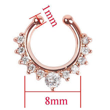 Alloy Rhinestone Nose Hoop Nose Rings Body Piercing Jewelry Fake Septum Clicker Non Piercing Hanger Clip On Jewelry  EF8