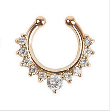 Alloy Rhinestone Nose Hoop Nose Rings Body Piercing Jewelry Fake Septum Clicker Non Piercing Hanger Clip On Jewelry  EF8