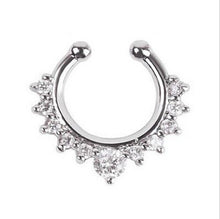 Alloy Rhinestone Nose Hoop Nose Rings Body Piercing Jewelry Fake Septum Clicker Non Piercing Hanger Clip On Jewelry  EF8