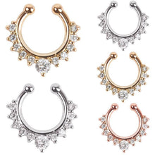 Alloy Rhinestone Nose Hoop Nose Rings Body Piercing Jewelry Fake Septum Clicker Non Piercing Hanger Clip On Jewelry  EF8