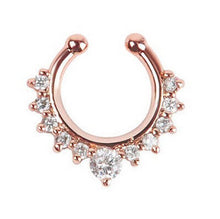 Alloy Rhinestone Nose Hoop Nose Rings Body Piercing Jewelry Fake Septum Clicker Non Piercing Hanger Clip On Jewelry  EF8
