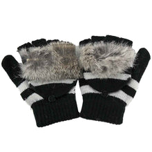 Amaizng Fashion Knitted Faux Fur Fingerless Gloves GirlWomen Ladies Hand Wrist Warmer Soft Warm Mitten EF8