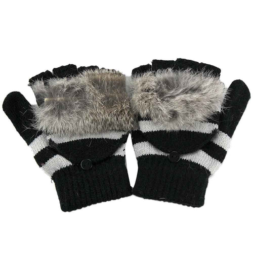 Amaizng Fashion Knitted Faux Fur Fingerless Gloves GirlWomen Ladies Hand Wrist Warmer Soft Warm Mitten EF8