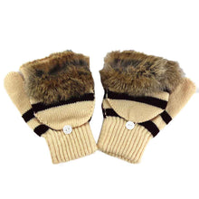 Amaizng Fashion Knitted Faux Fur Fingerless Gloves GirlWomen Ladies Hand Wrist Warmer Soft Warm Mitten EF8
