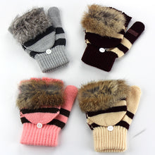 Amaizng Fashion Knitted Faux Fur Fingerless Gloves GirlWomen Ladies Hand Wrist Warmer Soft Warm Mitten EF8