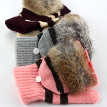 Amaizng Fashion Knitted Faux Fur Fingerless Gloves GirlWomen Ladies Hand Wrist Warmer Soft Warm Mitten EF8