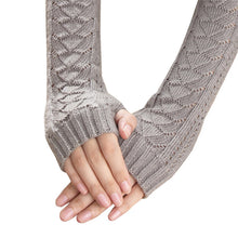 Amazig Long Mitten Gloves Women Knitted Arm Fingerless Gloves Solid Color FunS29 EF8