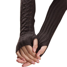 Amazig Long Mitten Gloves Women Knitted Arm Fingerless Gloves Solid Color FunS29 EF8