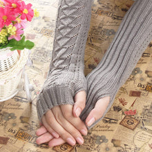 Amazig Long Mitten Gloves Women Knitted Arm Fingerless Gloves Solid Color FunS29 EF8
