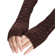 Amazig Long Mitten Gloves Women Knitted Arm Fingerless Gloves Solid Color FunS29 EF8