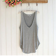 Fashion Woman Lady Sleeveless V-Neck Candy Color VLoose Tank Tops Style EF8