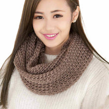 Fashion Women Warm Infinity 2 Circle Cable Knit Cowl Neck Long Scarf Shawl EF8