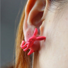 Animal Bunny Ear Stud Punk Rabbit Earrings Women's Jewelry White Red Color  EF8