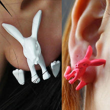 Animal Bunny Ear Stud Punk Rabbit Earrings Women's Jewelry White Red Color  EF8