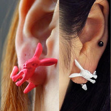 Animal Bunny Ear Stud Punk Rabbit Earrings Women's Jewelry White Red Color  EF8