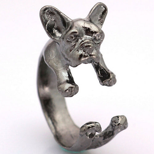 Animal French Bulldog Ring Men   Women Animal Wrap Ring French Bulldog Ring EF8