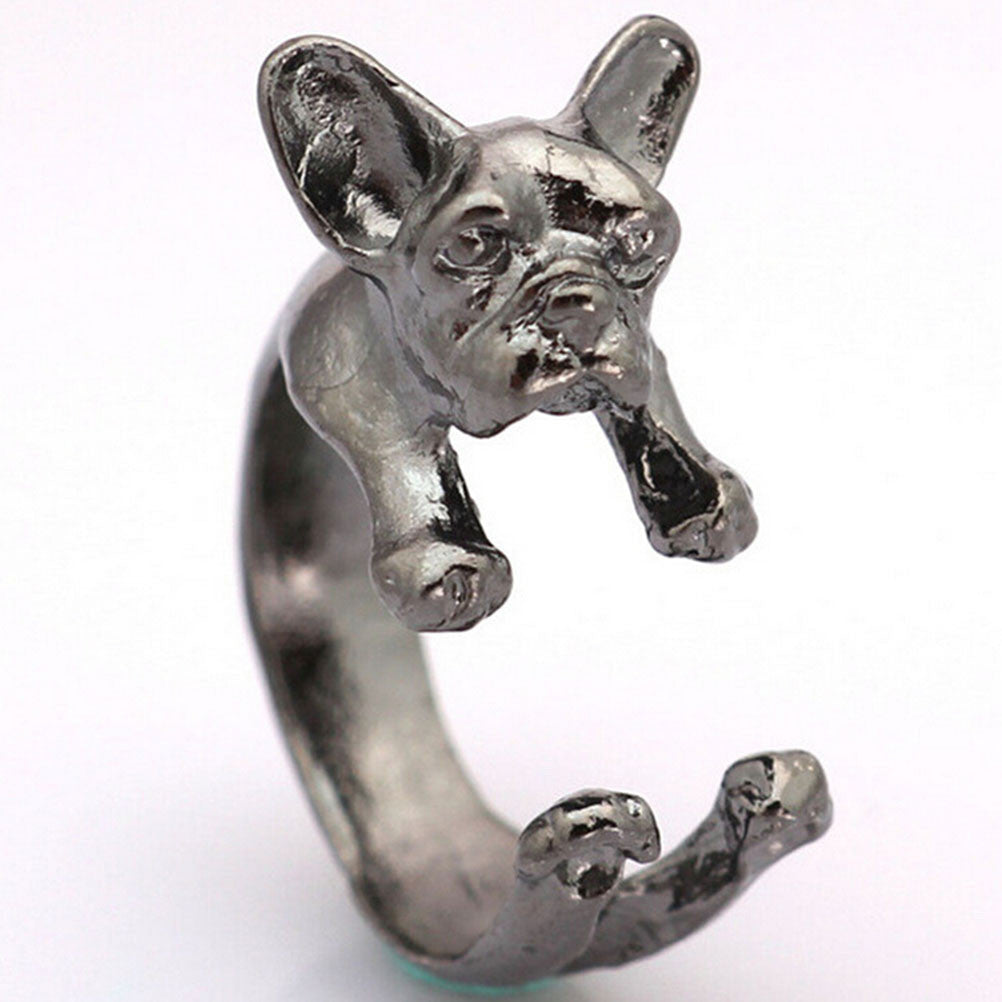 Animal French Bulldog Ring Men   Women Animal Wrap Ring French Bulldog Ring EF8