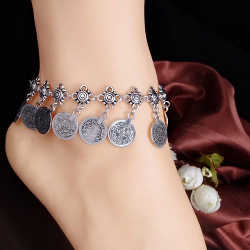 Antique Silver Coin Squirrels Anklet Womens Barefoot Foot Jewelry Ankle Bracelet EF8