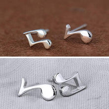Artistic Gift Lovely Silver Plated Asymmetry Musical Note Shape Ear Stud Earrings EF8