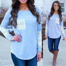 long-sleeved t shirt casual sexy lace pocket women Crochet t shirt  Knitted Slim Top t-shirt plus size EF8