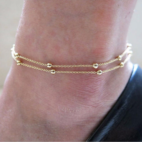 Barefoot Beach Double Chain Link Tassel Foot Bracelet Anklet Jewelry Toe Anklet Women Ankle Bracelets EF8