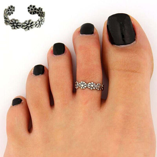 Beach Jewelry Vogue Adjustable Nice Chic Simple Silver Tone Retro Flower Beach Toe Ring Foot Jewelry EF8