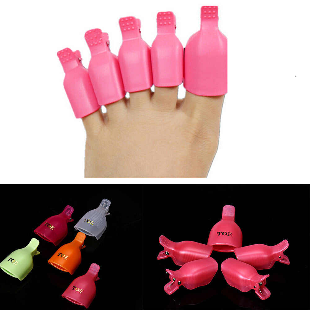 5pc Toenail Soak Off Clip Caps Gel Nail Art Tips Caps Gel Nail Art Tips Reusable Clamp Remover EF8