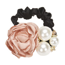 Pearls Beads Rose Flower Hair Band Rope Scrunchie Ponytail Holder Girls Headdress Hair Ropes Gift EF8