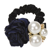 Pearls Beads Rose Flower Hair Band Rope Scrunchie Ponytail Holder Girls Headdress Hair Ropes Gift EF8