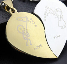 Black Cord Necklace Stainless Steel Engrave Love You Pendants Necklace Jewelry 2PCS Couple Broken Heart Choker Necklaces EF8