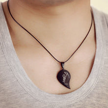 Black Cord Necklace Stainless Steel Engrave Love You Pendants Necklace Jewelry 2PCS Couple Broken Heart Choker Necklaces EF8
