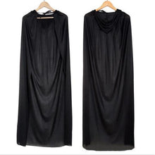 Black Halloween Costume Theater Prop Death Hoody Cloak Devil Long Tippet Cape EF8