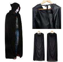 Black Halloween Costume Theater Prop Death Hoody Cloak Devil Long Tippet Cape EF8