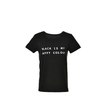 Black Is My Happy Color Letter Women Men Black O Neck Cotton T Shirts Printing Tee Black Tops Lady T-shirt EF8